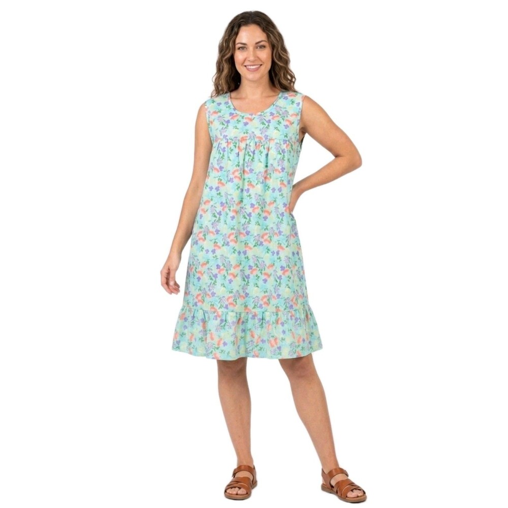 Anthony Richards VTG Mint Floral Woven Mumu Patio Dress Sleeveless Women's XL